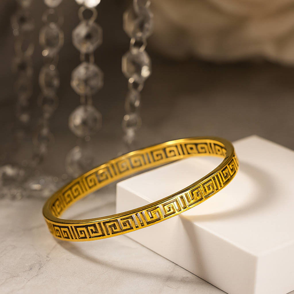 Elegant Greek Key Gold Bracelet baby size