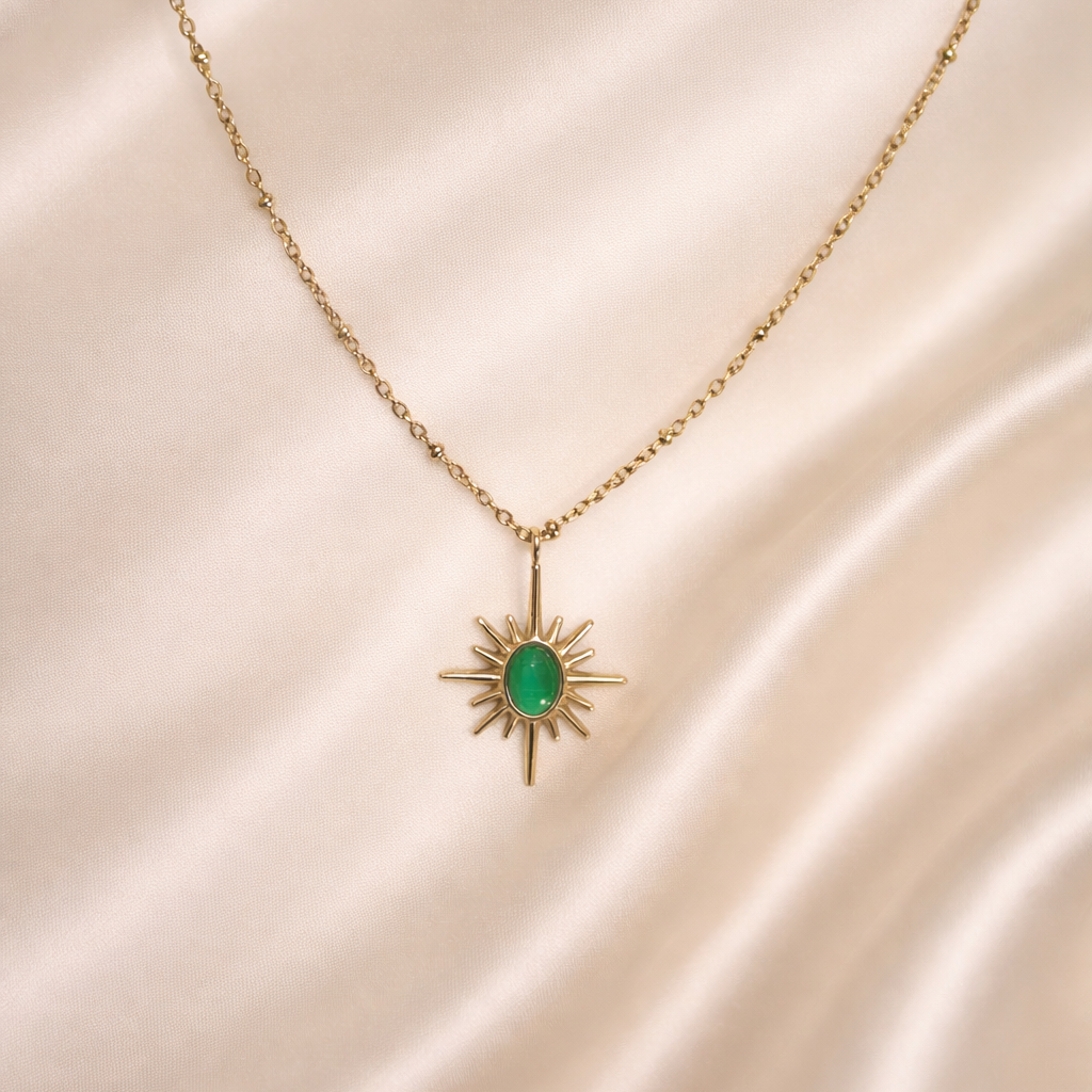 Sunburst pendant necklace (Green)