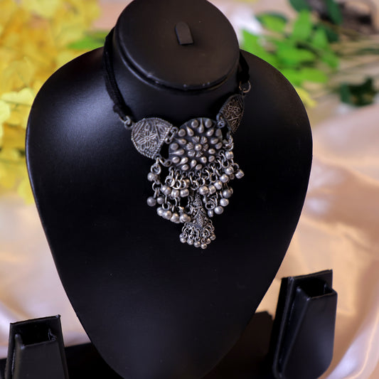 Antique Oxidised Silver Plated Choker Necklace