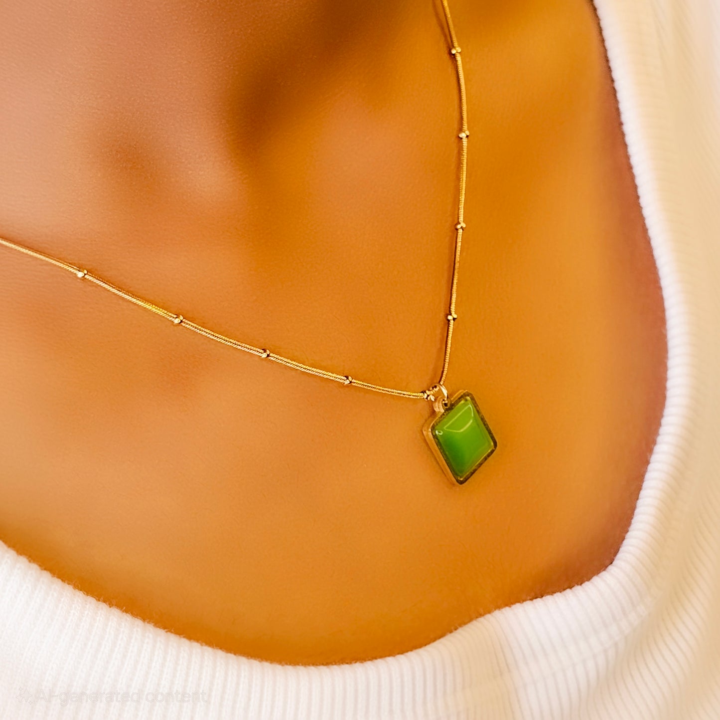 Green Pendent Chain Necklace