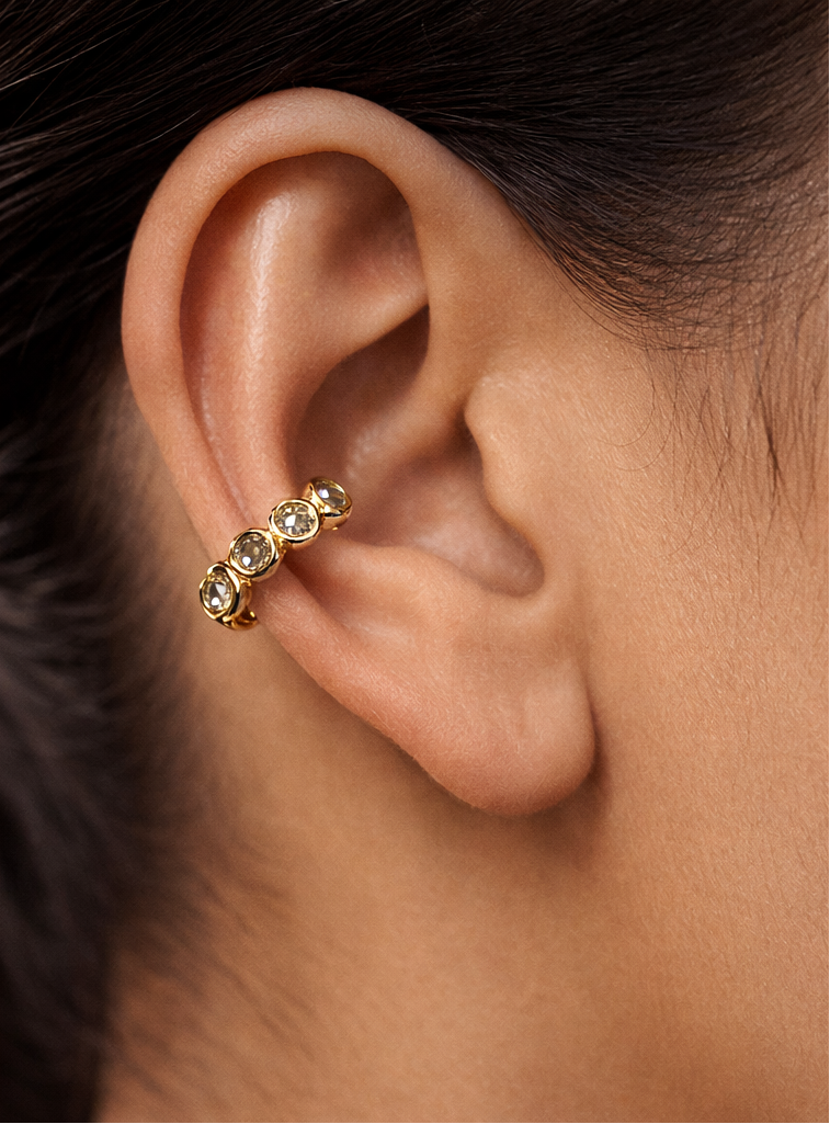 single layer projecting stone ear cuff