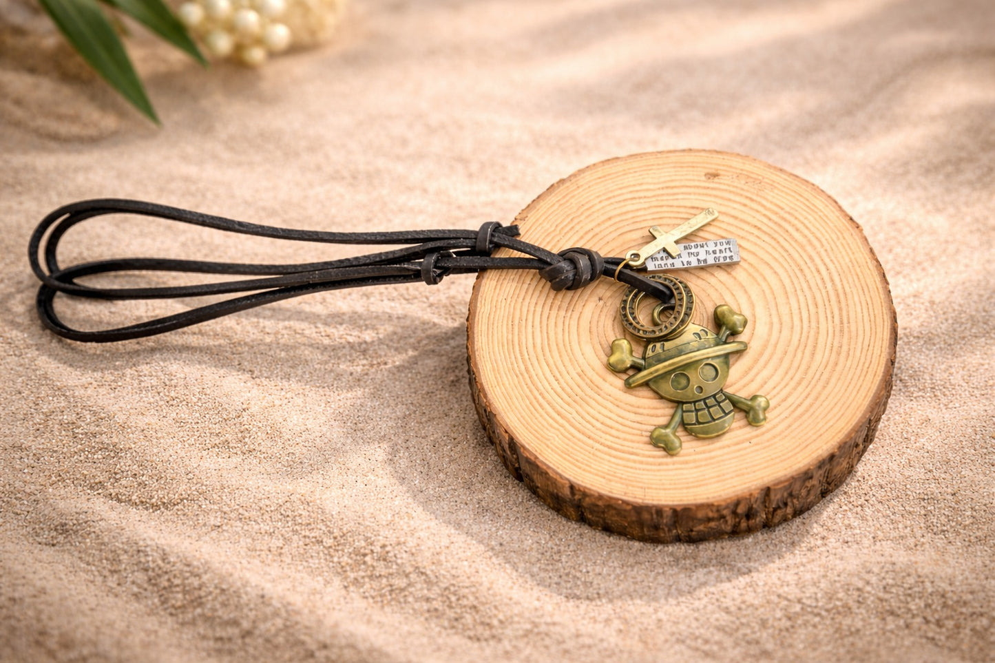 One piece based leather Necklace