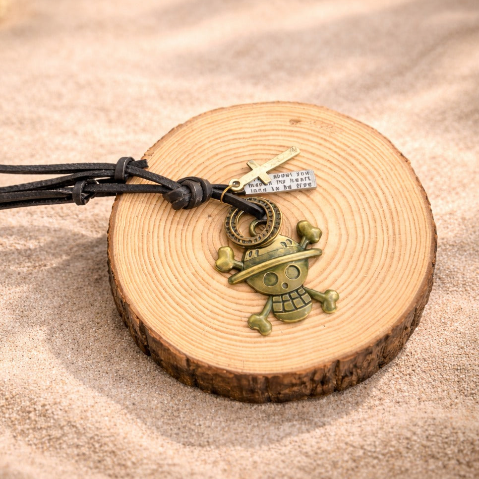 One piece based leather Necklace
