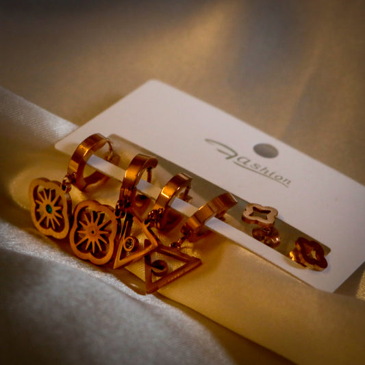 Rolse gold earring pack of 3
