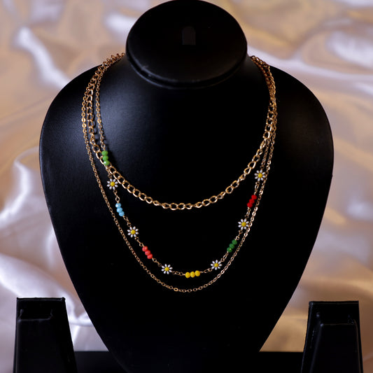 Multi Layered Chain with Colourful Flower pattern