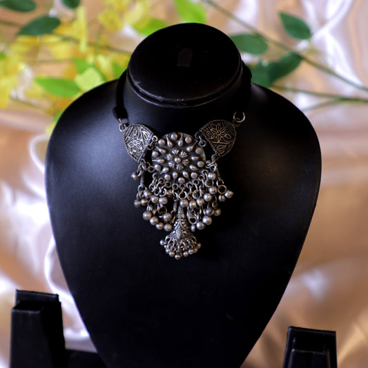Antique Oxidised Silver Plated Choker Necklace