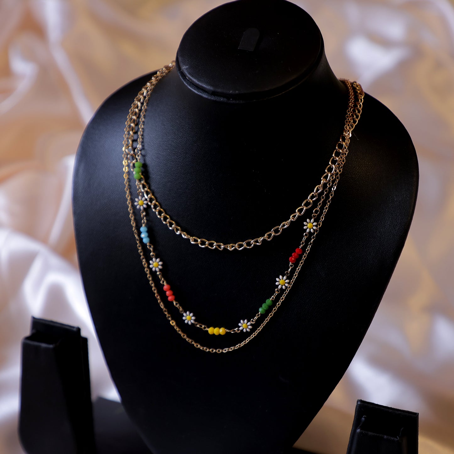 Multi Layered Chain with Colourful Flower pattern